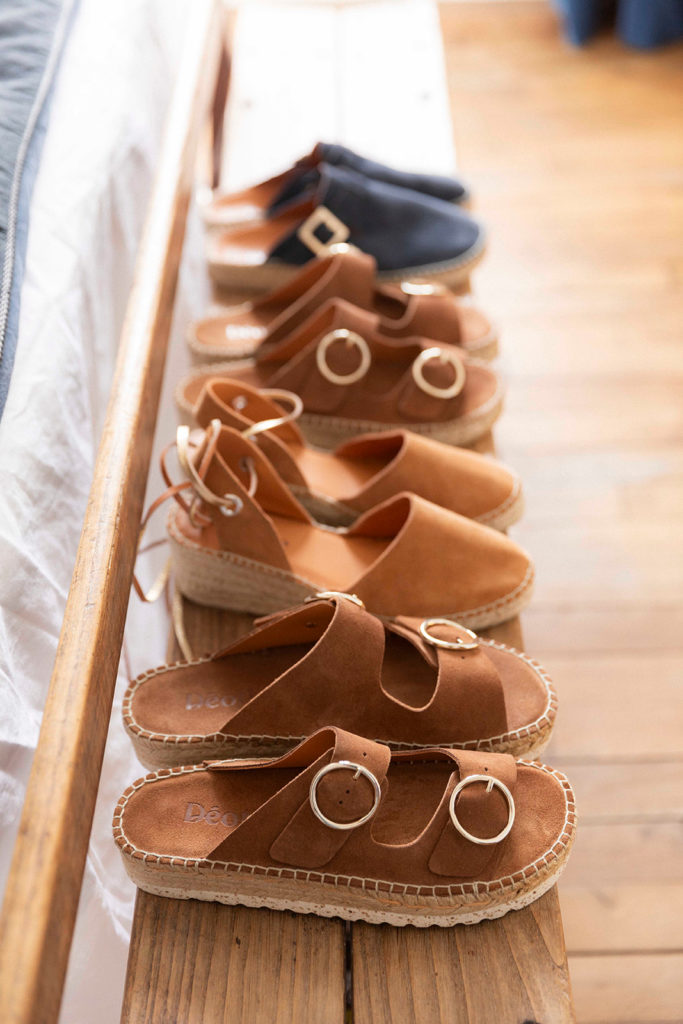 Espadrille cuir et rubans femme compensée - Deothie