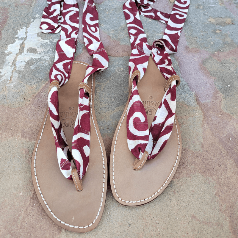Sandales en cuir pour femmes - CLASSICO avec rubans festif- Déothie sandales