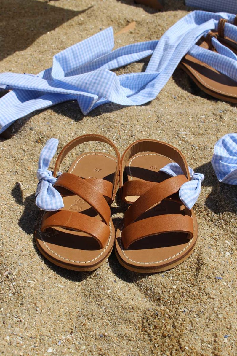 La sandale Hoëdic Vichy Bleu